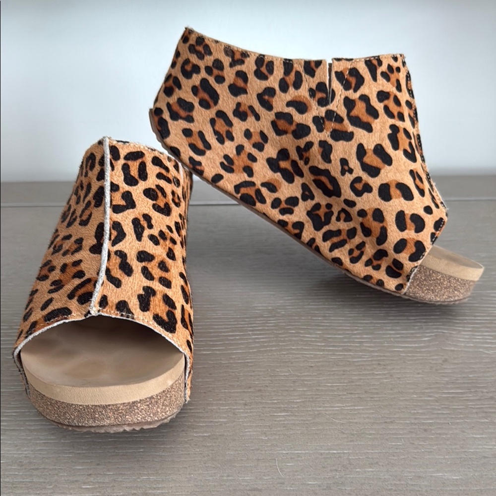 Volatile Brown and Black Mules with Cork Sole